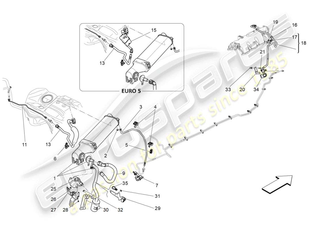 maserati ghibli (2015) kraftstoffdampf-rückführungssystem teilediagramm