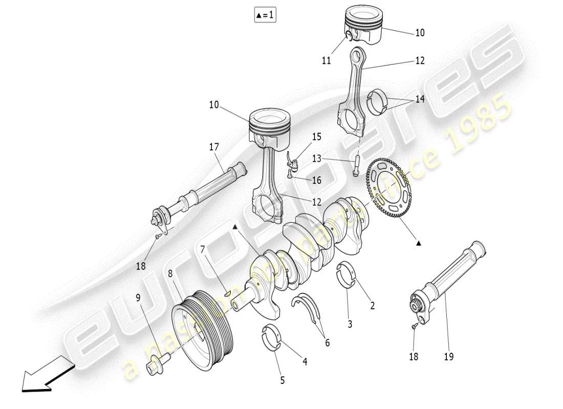 maserati ghibli (2021) kurbelmechanismus teilediagramm