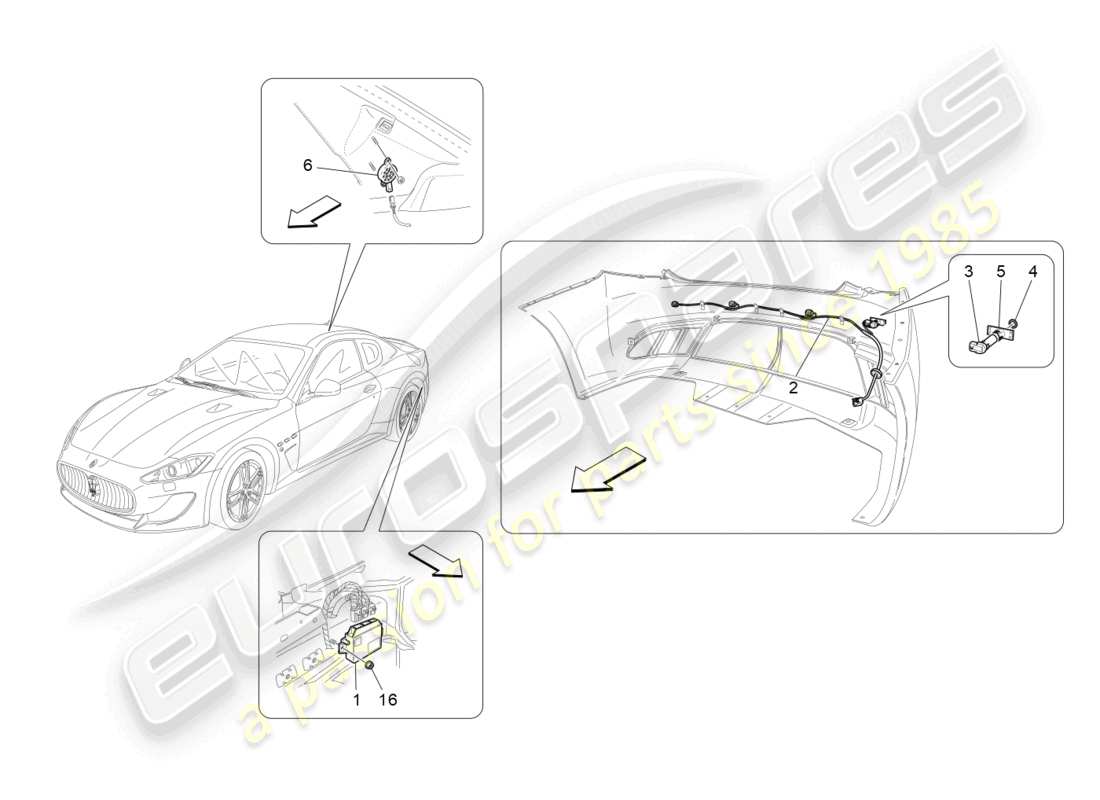 maserati granturismo mc stradale (2013) parksensoren teilediagramm