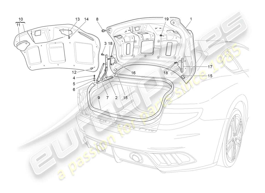 maserati granturismo mc stradale (2013) hintere klappe - teilediagramm