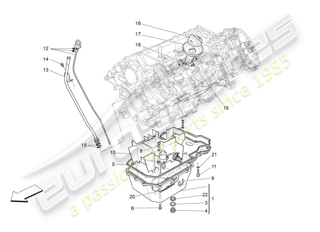 maserati quattroporte (2018) schmiersystem: kreislauf und sammlung teilediagramm