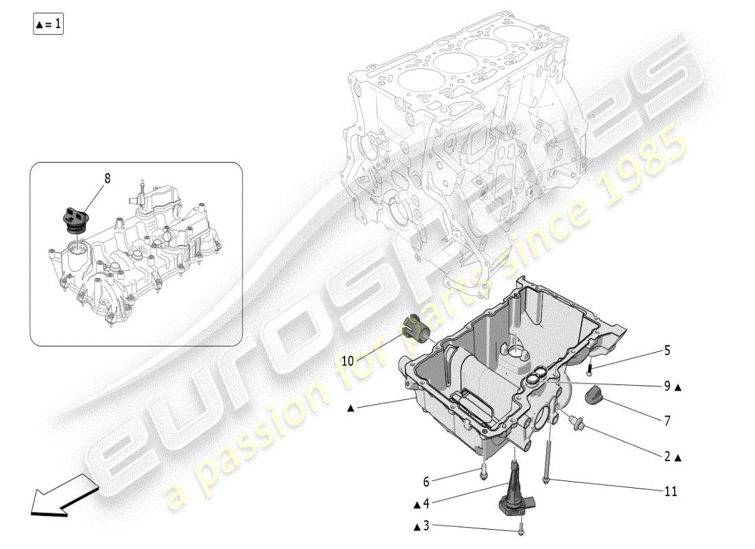maserati grecale modena (2023) schmiersystem: kreislauf und sammlung teilediagramm