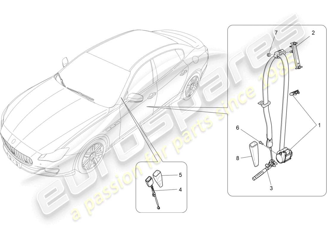 maserati quattroporte (2018) vordere sicherheitsgurte ersatzteildiagramm