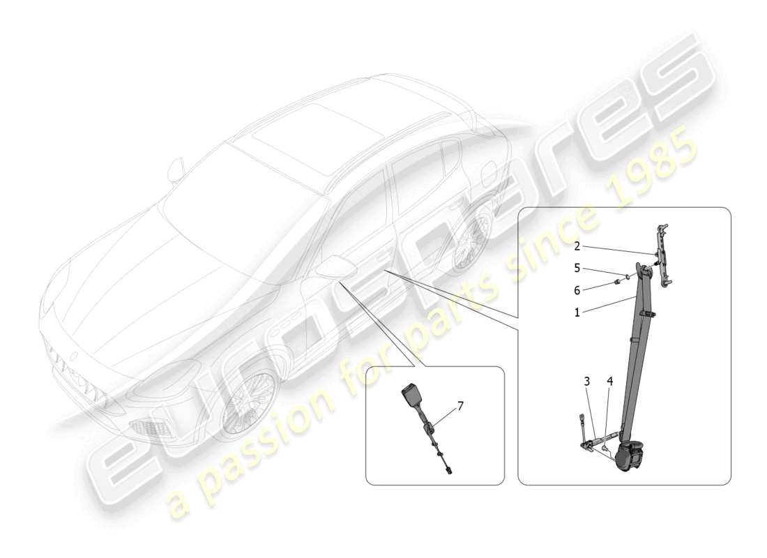 maserati grecale trofeo (2023) vordere sicherheitsgurte ersatzteildiagramm