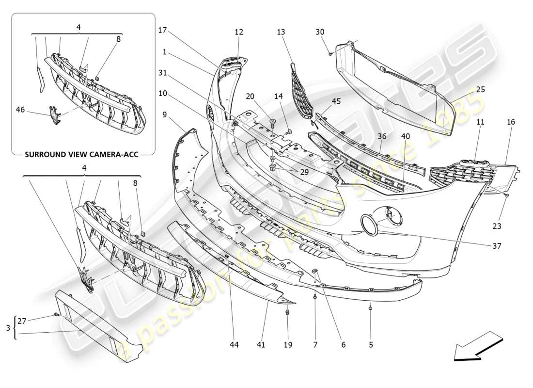 maserati levante (2020) frontstoßstange teilediagramm