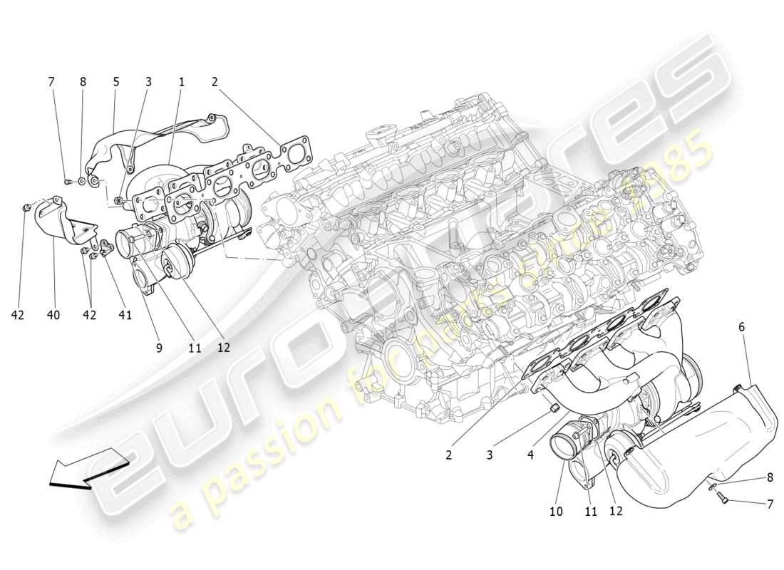 maserati levante trofeo (2020) turboladersystem: ausrüstung teilediagramm