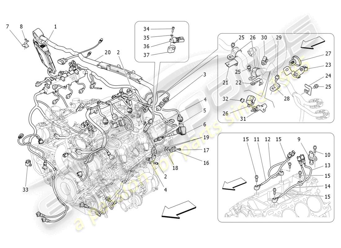 maserati quattroporte (2018) elektronische steuerung: einspritz- und motorsteuerungssteuerung teilediagramm