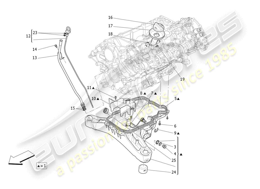 maserati levante modena s (2022) schmiersystem: kreislauf und sammlung teilediagramm