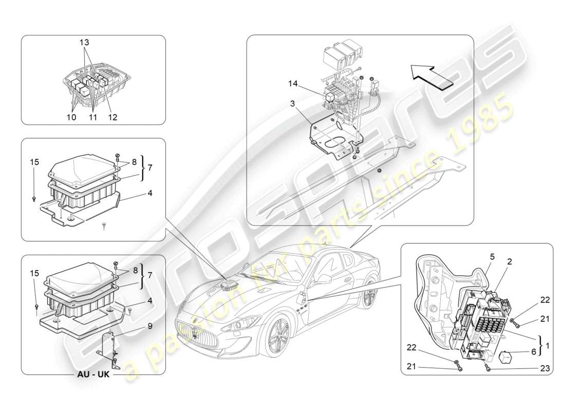 maserati granturismo mc stradale (2013) relais, sicherungen und kästen teilediagramm