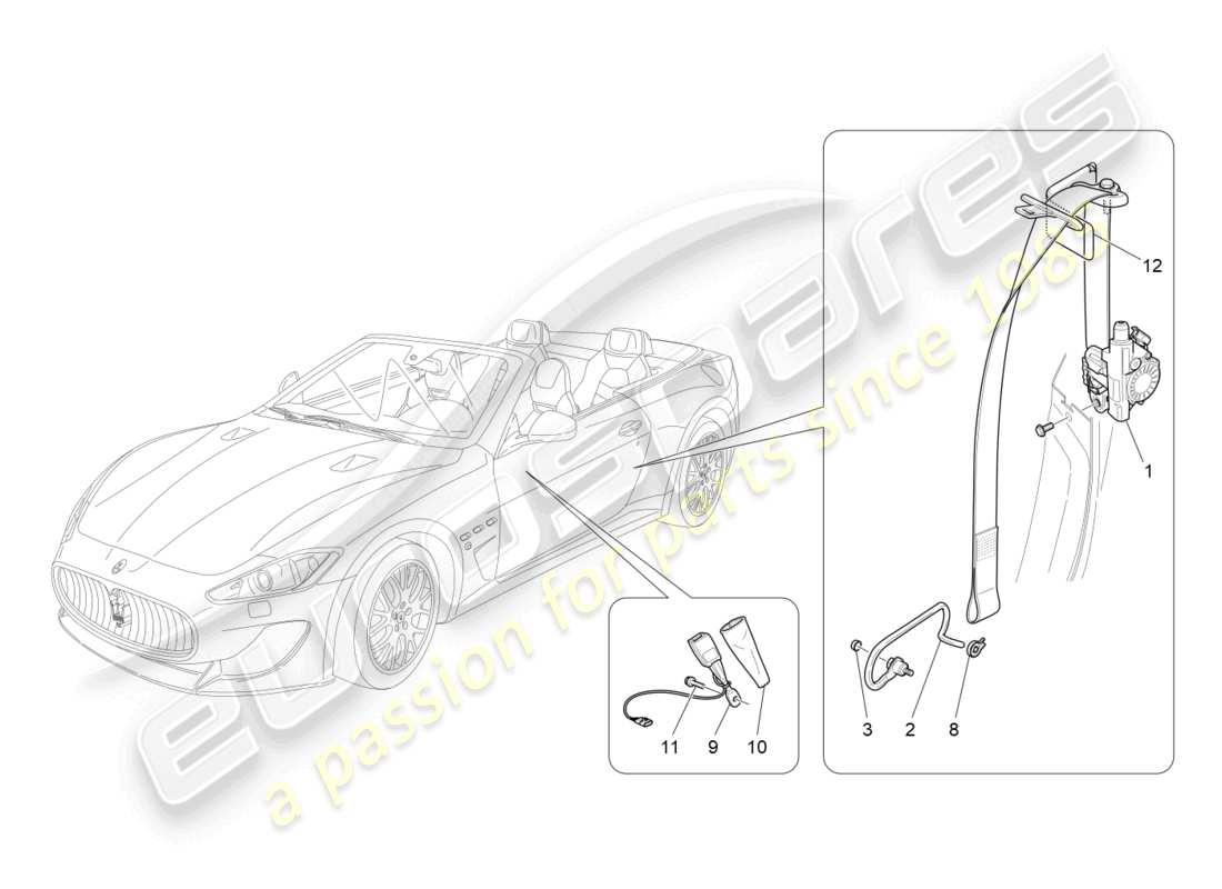 maserati grancabrio mc (2013) vordere sicherheitsgurte ersatzteildiagramm