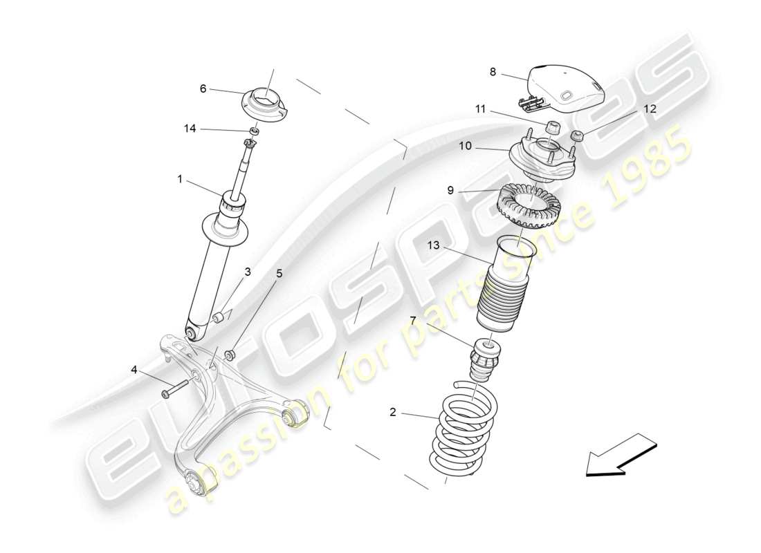 maserati ghibli (2014) vordere stossdämpfereinrichtungen teilediagramm