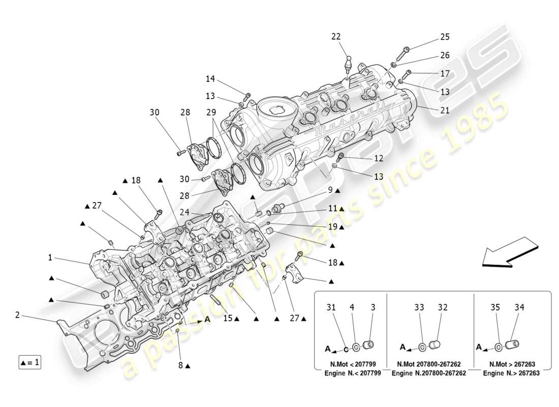 maserati ghibli (2016) teilediagramm für linken zylinderkopf