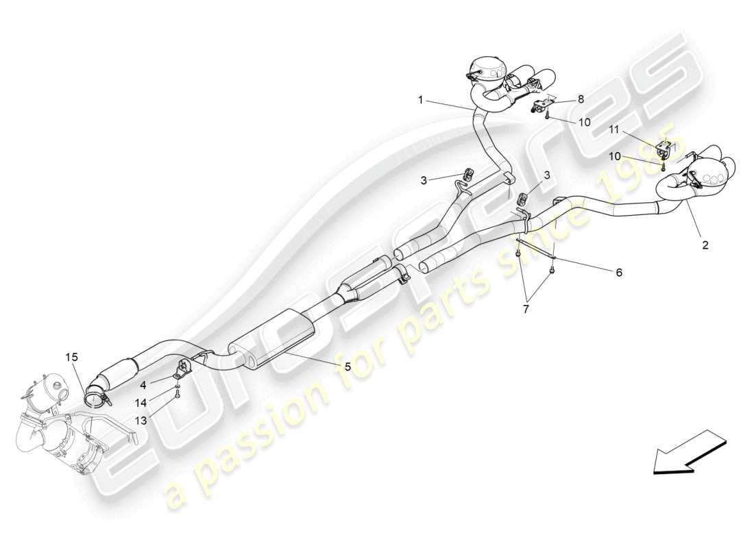 maserati ghibli (2015) schalldämpfer ersatzteildiagramm