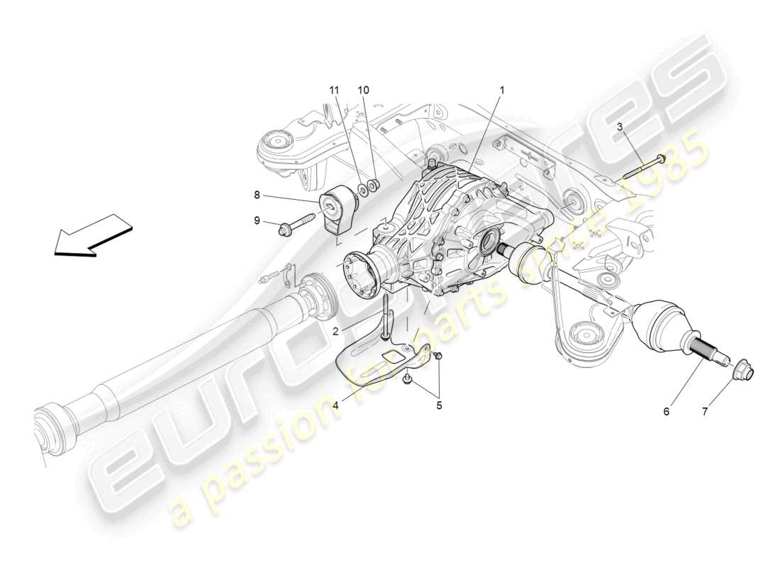 maserati ghibli (2015) differential- und hinterachswellen ersatzteildiagramm