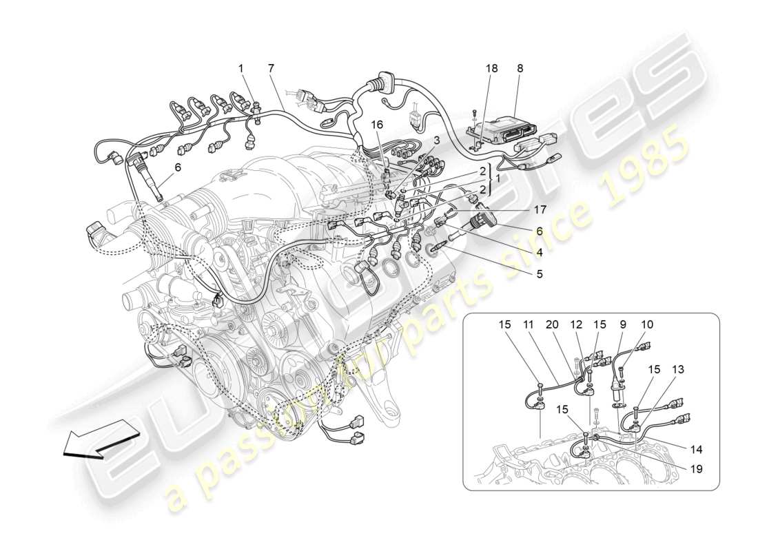 maserati granturismo mc stradale (2011) elektronische steuerung: einspritz- und motorsteuerungssteuerung teilediagramm