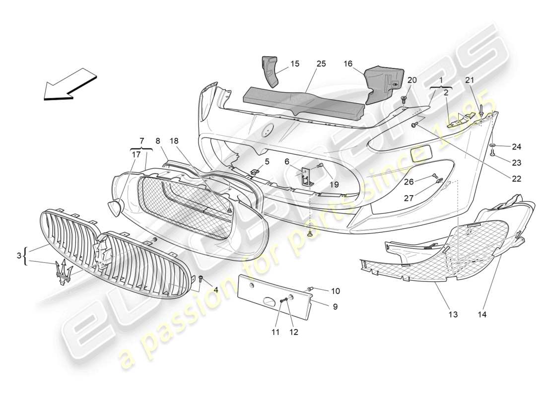 maserati granturismo mc stradale (2012) frontstoßstange teilediagramm