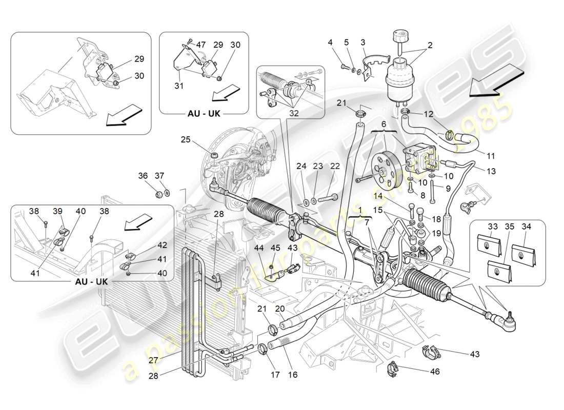 maserati grancabrio mc (2013) komplette lenkzahnradeinheit ersatzteildiagramm