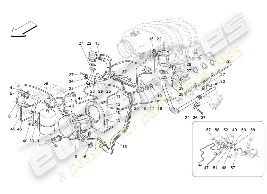 maserati grancabrio mc (2013) zusatzluftsystem teilediagramm