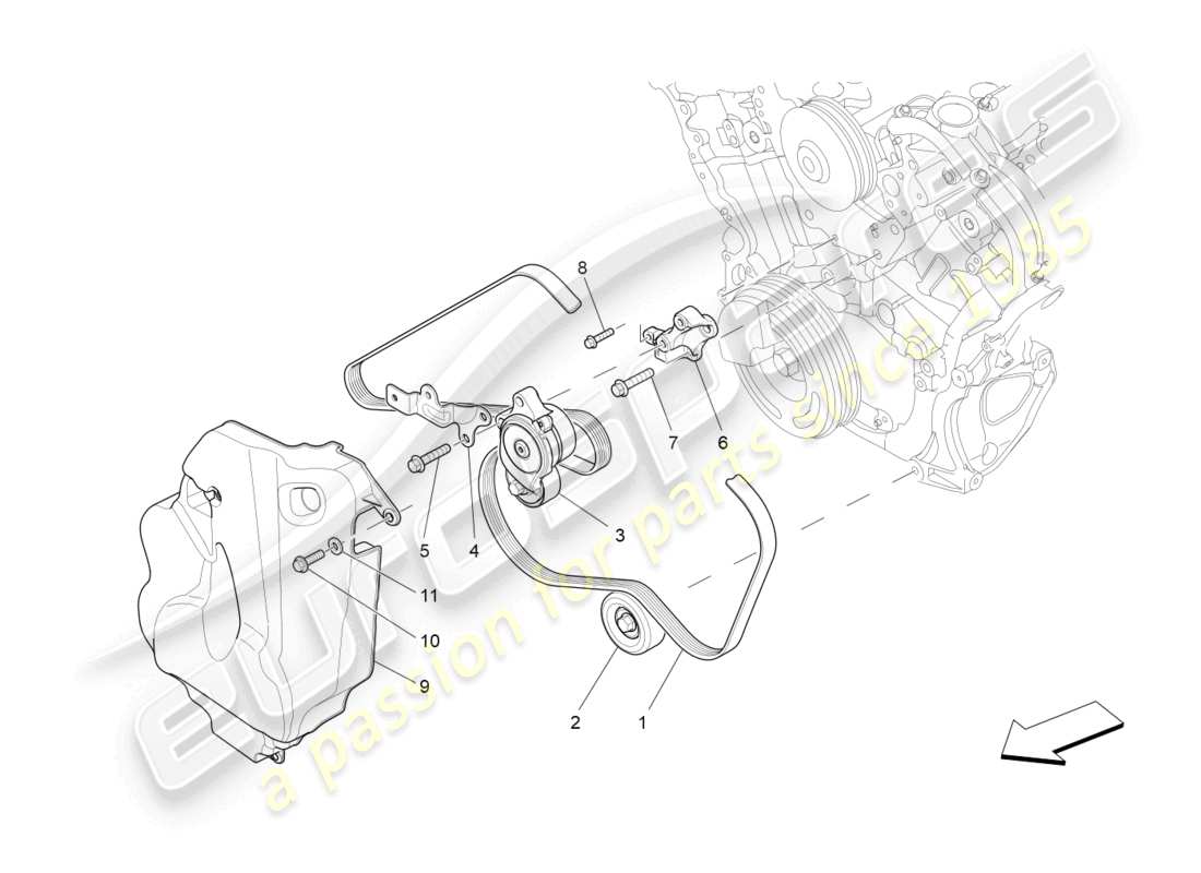 maserati ghibli (2016) zusatzgeräteriemen ersatzteildiagramm