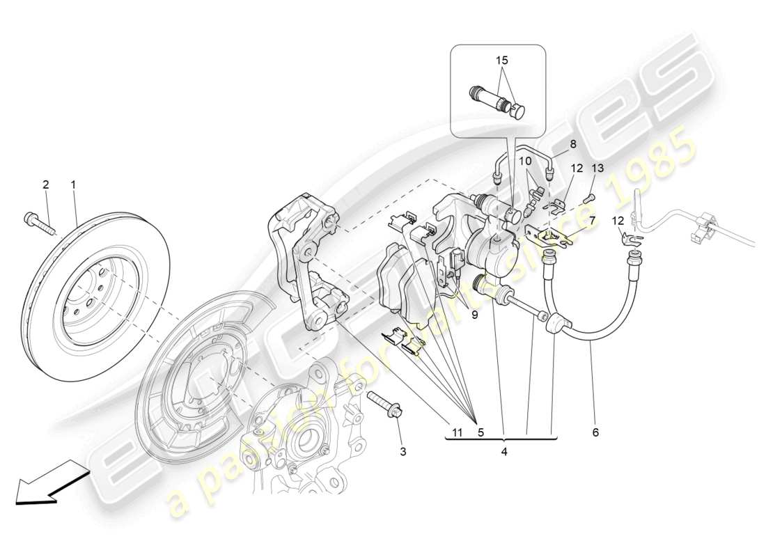 maserati ghibli (2015) bremsvorrichtungen an den hinterrädern ersatzteildiagramm