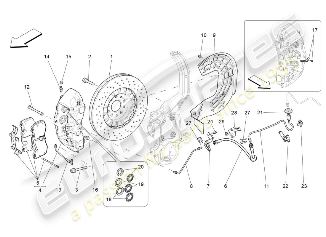 maserati quattroporte (2018) bremsvorrichtungen an den vorderrädern ersatzteildiagramm