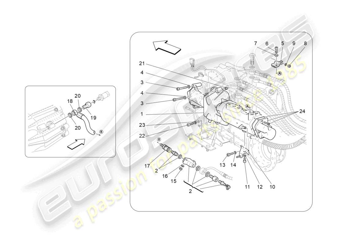 maserati granturismo mc stradale (2012) betätigungshydraulikteile für f1 getriebe ersatzteildiagramm