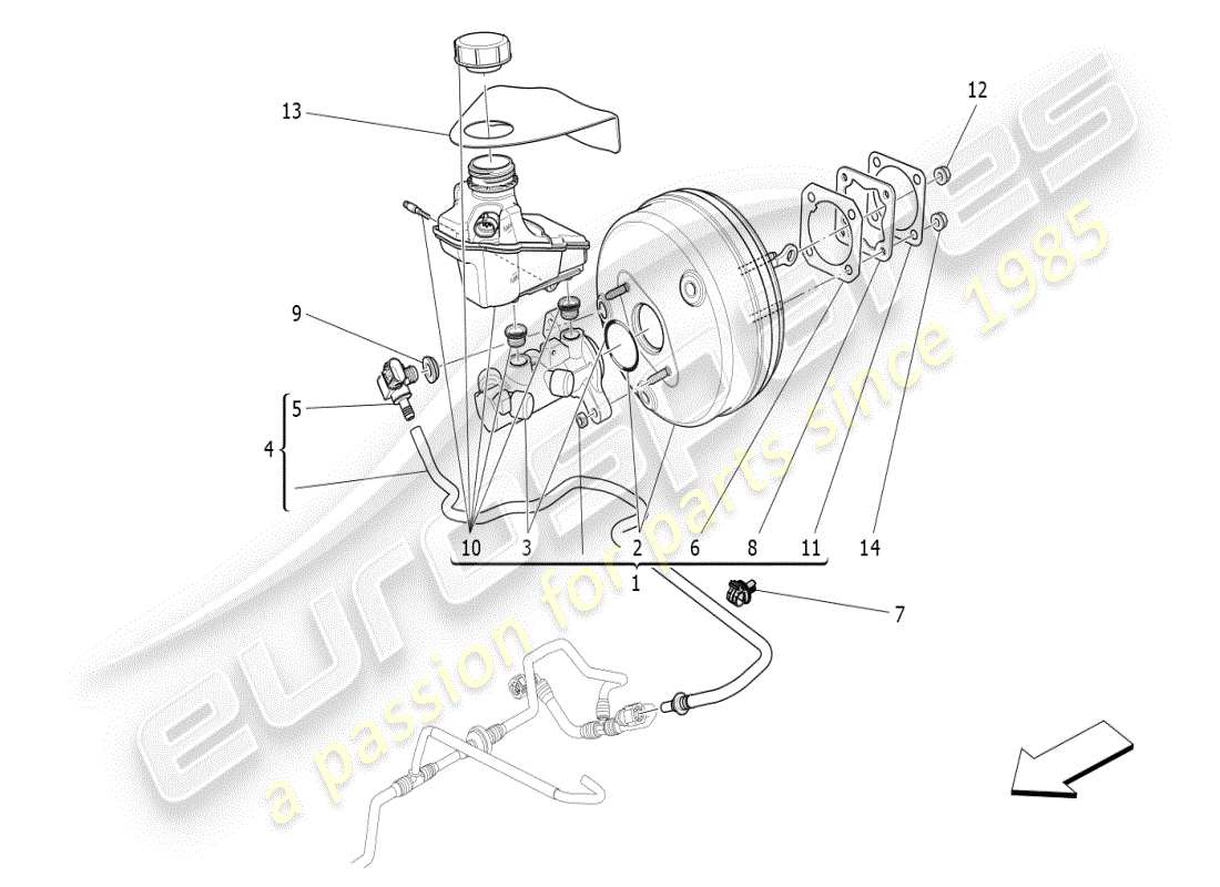 maserati ghibli (2021) bremsservosystem teilediagramm