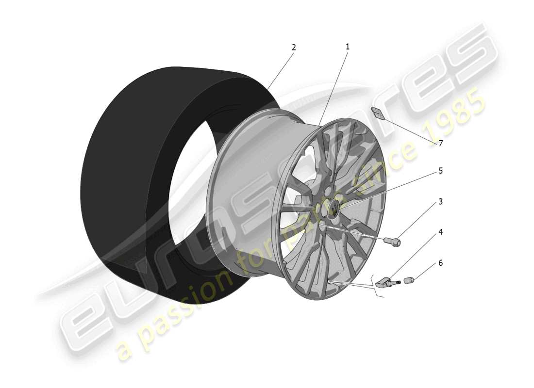 maserati grecale trofeo (2023) räder und reifen ersatzteildiagramm