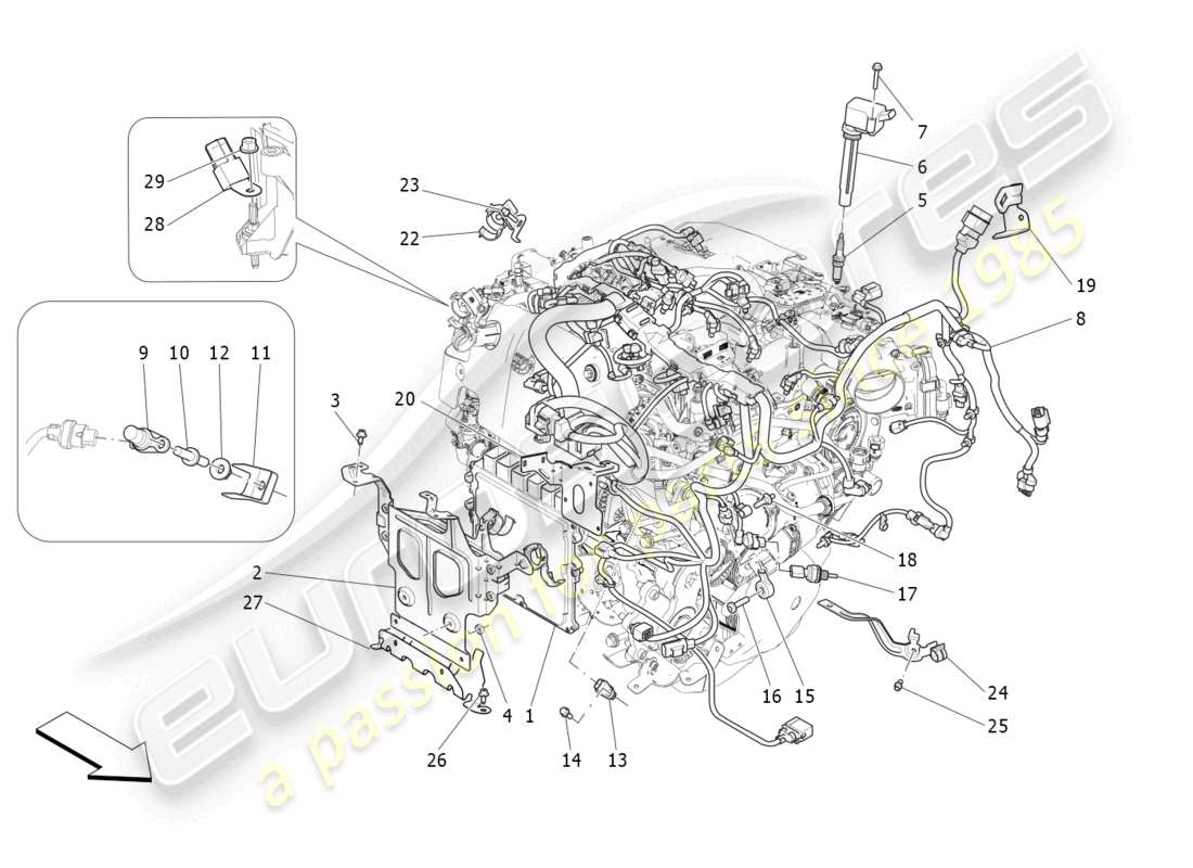 maserati levante gt (2022) elektronische steuerung: einspritz- und motorsteuerungssteuerung teilediagramm