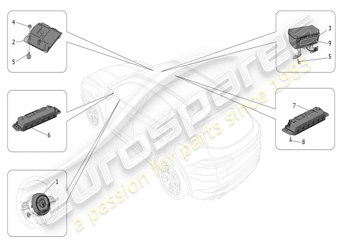 maserati grecale modena (2023) front-airbag-system teilediagramm