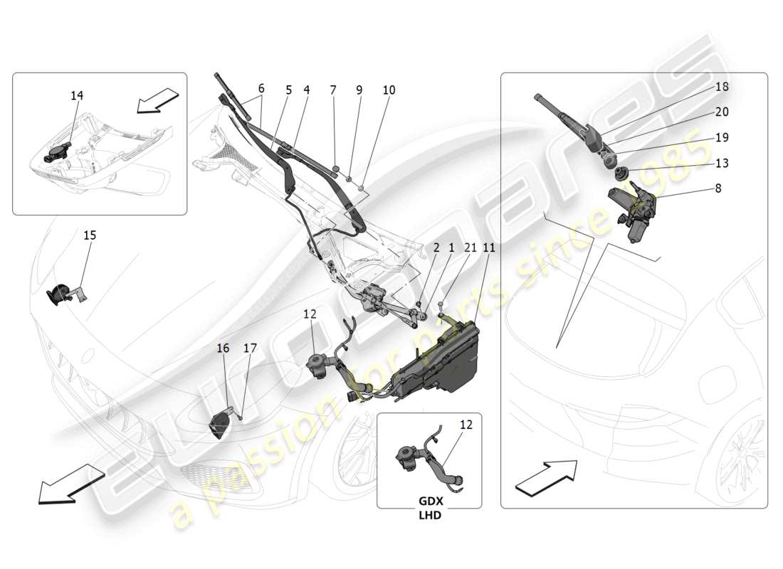maserati grecale trofeo (2023) externe fahrzeuggeräte teilediagramm