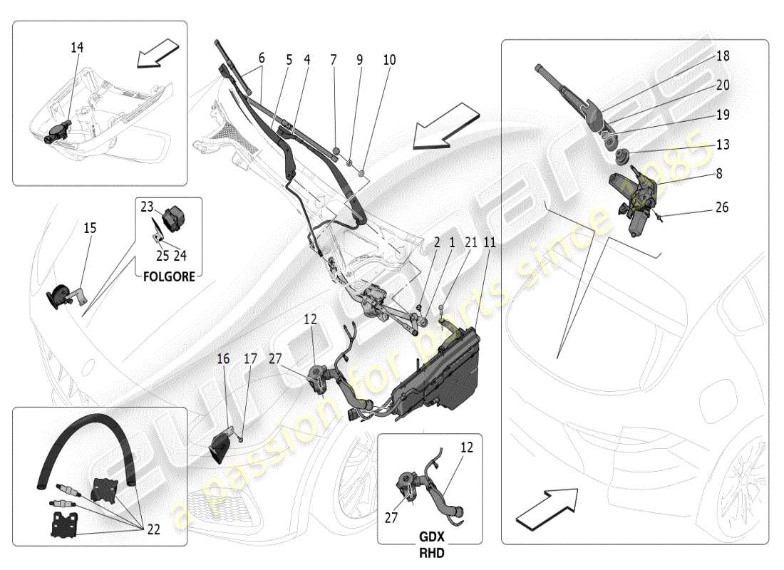 maserati grecale modena (2023) externe fahrzeuggeräte teilediagramm