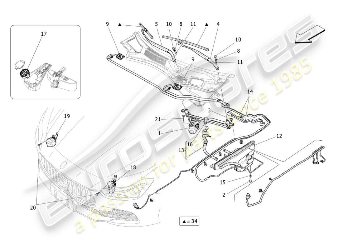 maserati ghibli (2016) externe fahrzeuggeräte teilediagramm