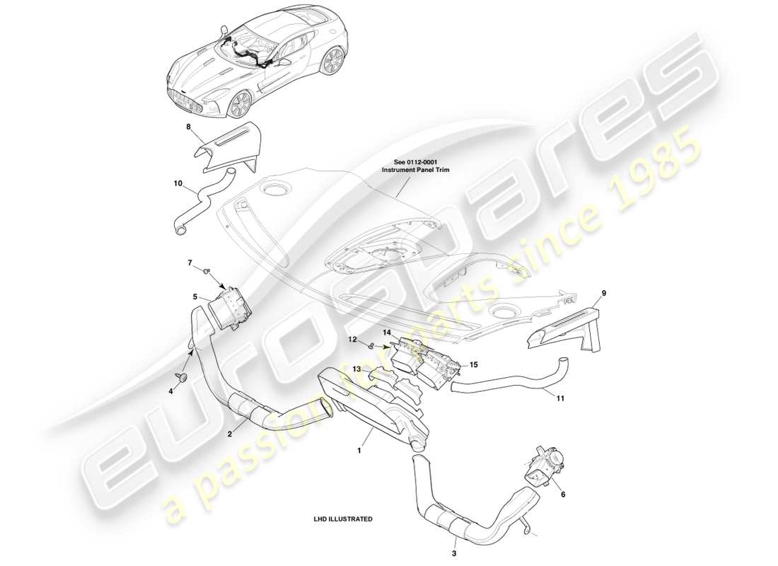 aston martin one-77 (2011) teilediagramm der luftverteilungskomponenten