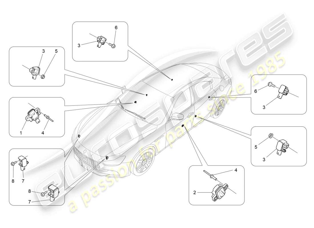 maserati ghibli (2014) crashsensoren - ersatzteildiagramm