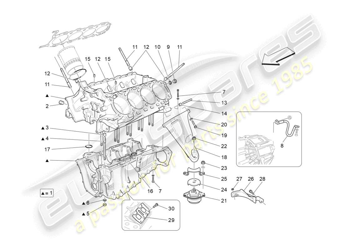 maserati granturismo mc stradale (2013) kurbelgehäuse-teilediagramm