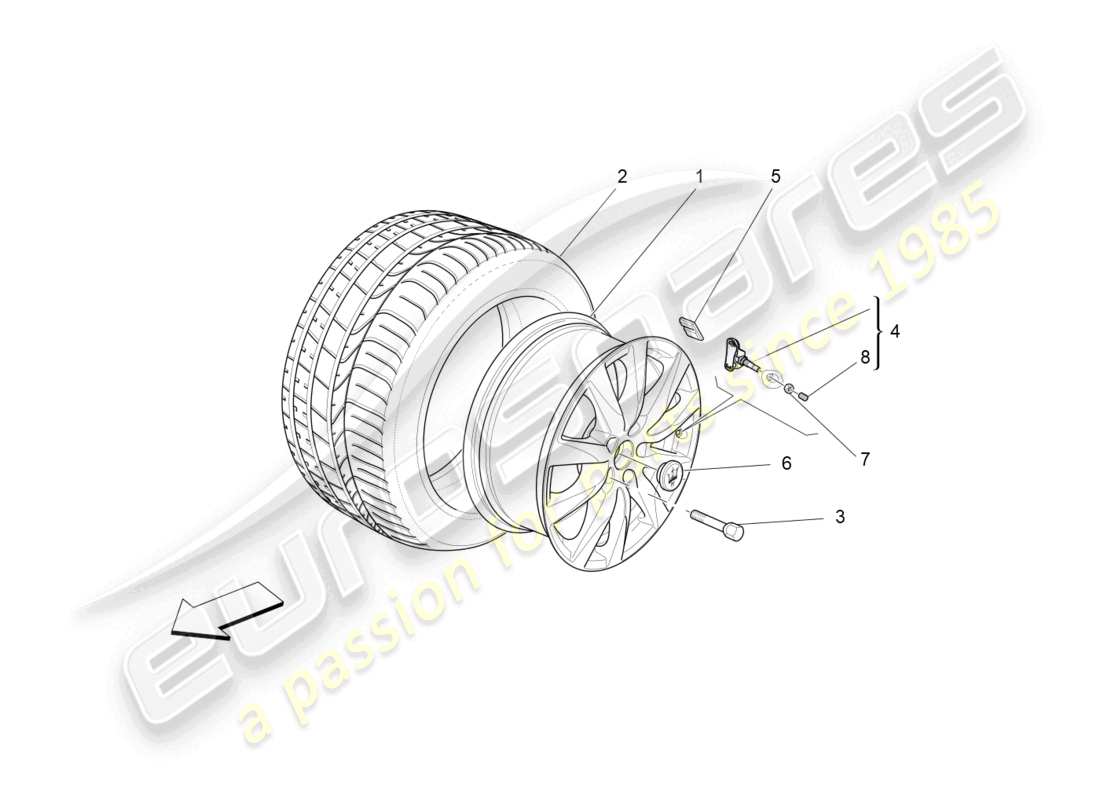 maserati levante (2017) räder und reifen ersatzteildiagramm