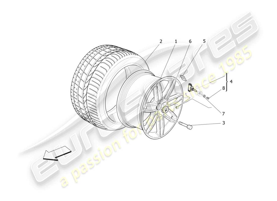 maserati ghibli (2014) räder und reifen ersatzteildiagramm
