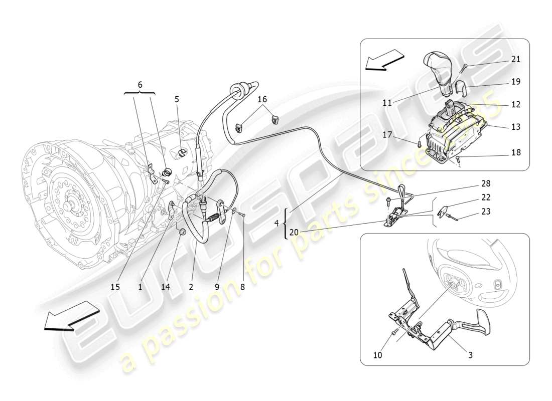 maserati ghibli (2015) fahrersteuerung für automatikgetriebe ersatzteildiagramm