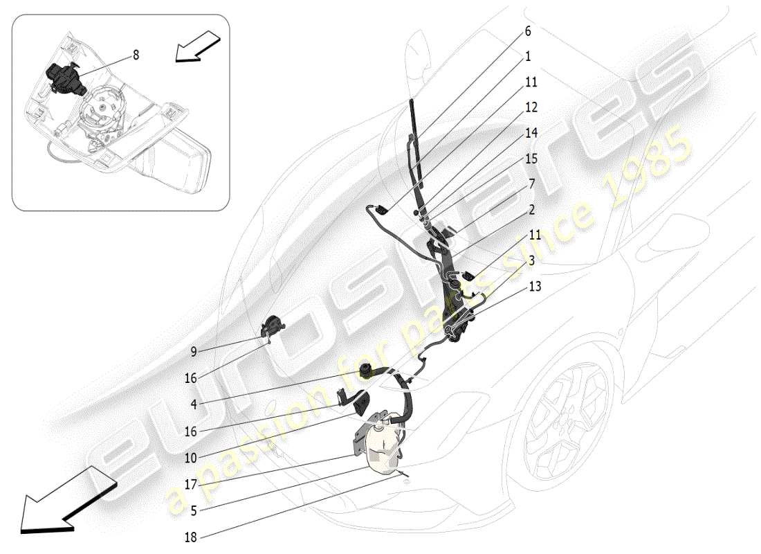 maserati mc20 (2024) externe fahrzeuggeräte teilediagramm