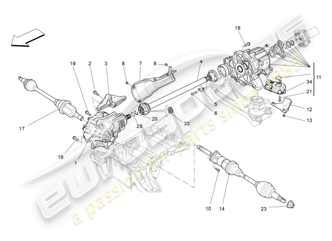 maserati quattroporte (2018) vorderräder getriebe teilediagramm
