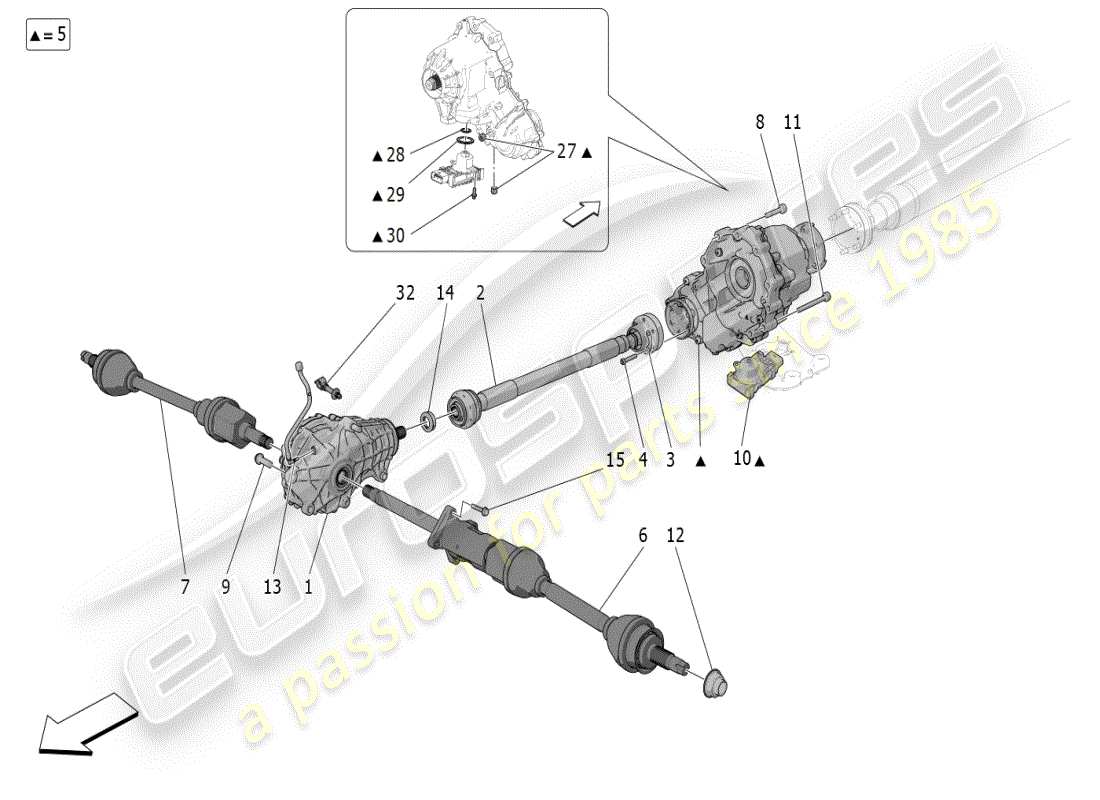 maserati grecale modena (2023) vorderräder getriebe teilediagramm