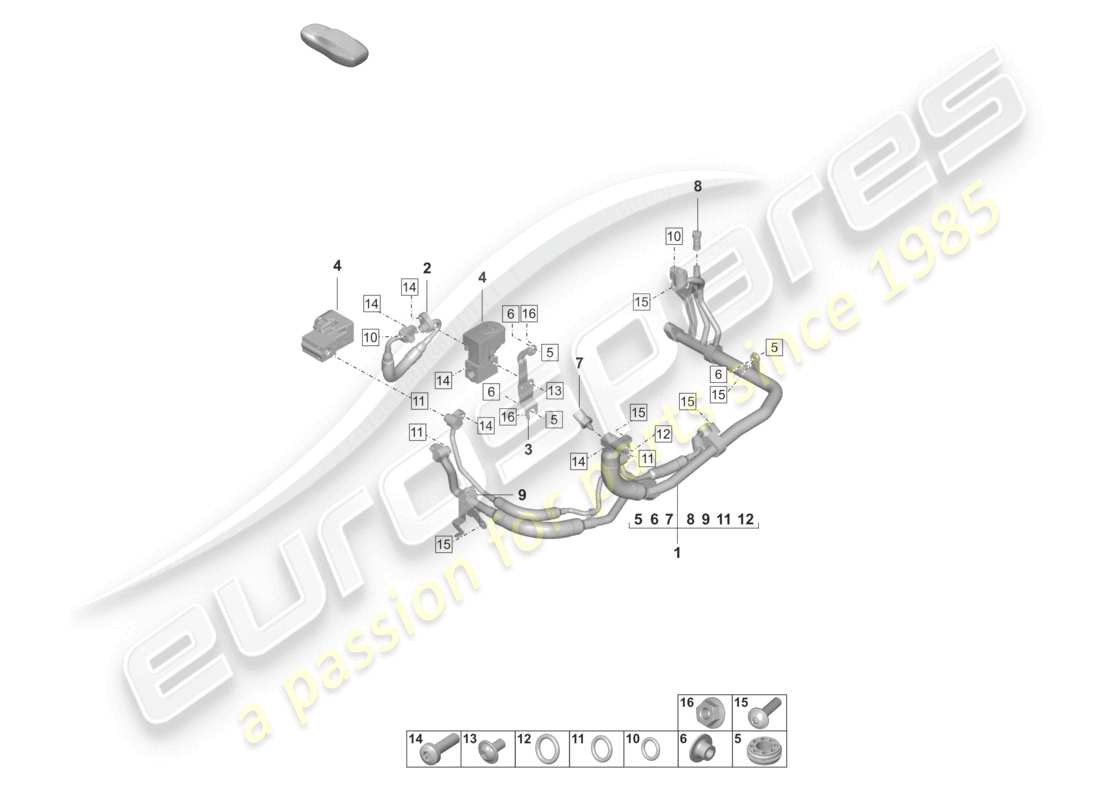 porsche 2022 (taycan 9j1-1) klimaanlagen-wärmetauscher r134a kühlmittel ersatzteildiagramm