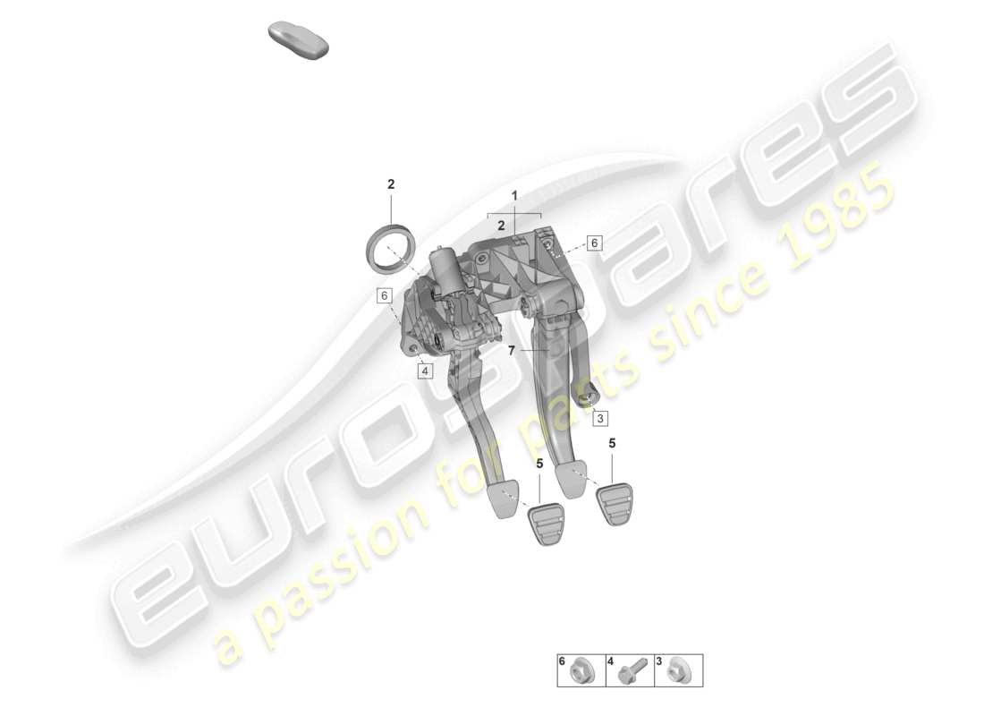 porsche 2021 (992-1 gt3/rs/st) brems- und kupplungspedalgruppe 6-speed schaltgetriebe ersatzteildiagramm