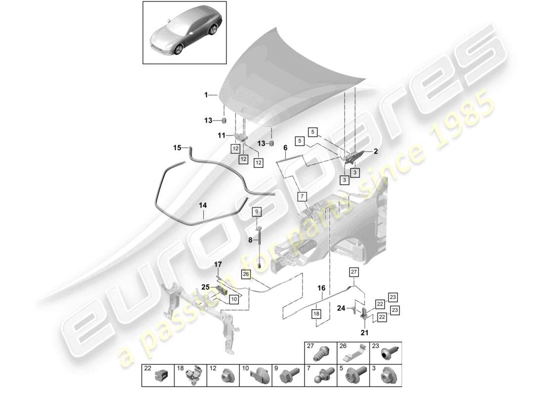 porsche 2021 (panamera 971-1) abdeckung vorne teilediagramm