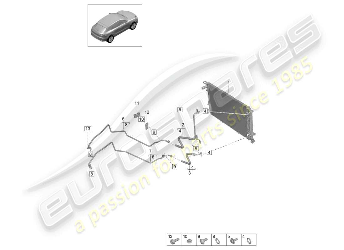 porsche 2021 (macan) - pdk - getriebe getriebeölkühler öldruckleitung teilediagramm