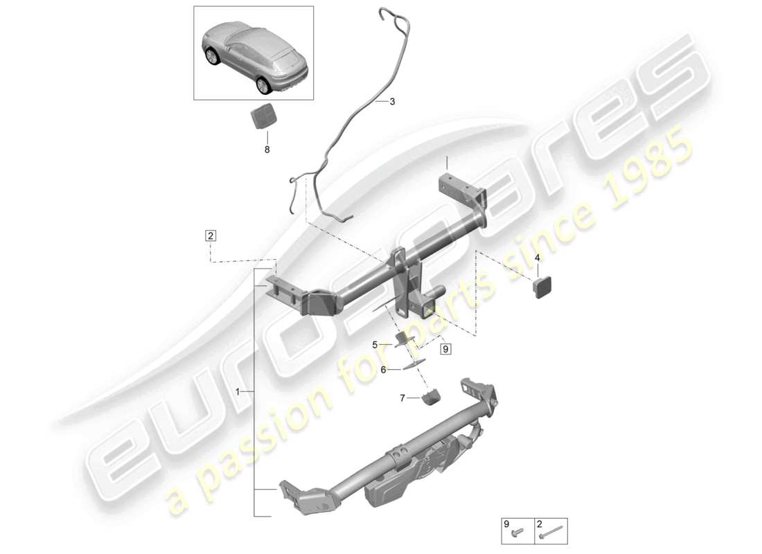 porsche 2021 (macan) anhängerkupplung teilediagramm
