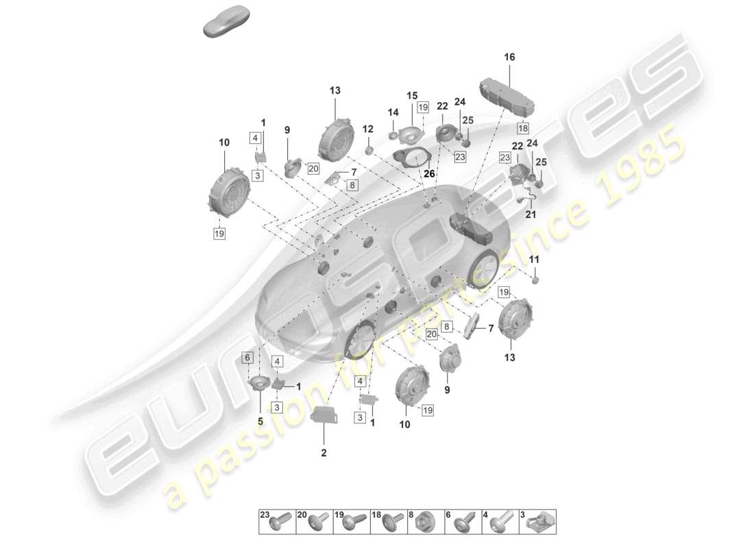 porsche 2021 (taycan 9j1-1) lautsprecher-teilediagramm
