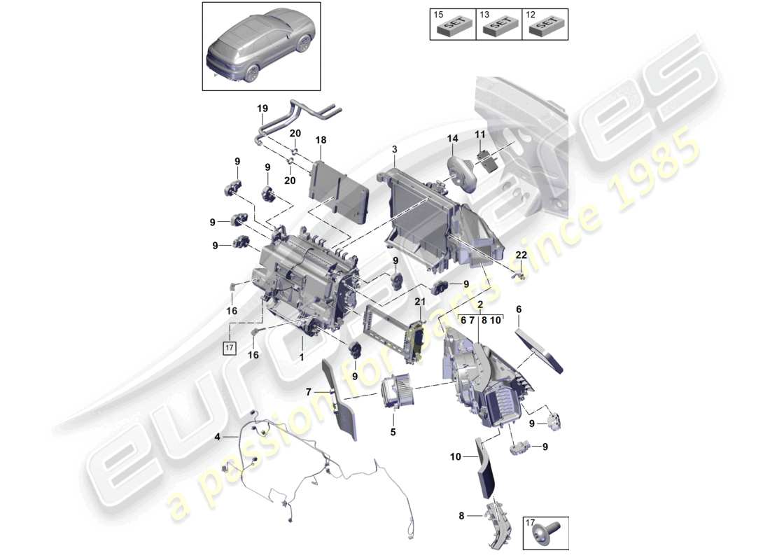 porsche 2022 (cayenne e3 9ya/9yb) klimaanlage phev teilediagramm