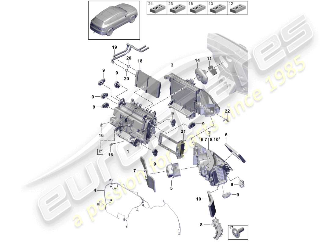 porsche 2022 (cayenne e3 9ya/9yb) klimaanlage teilediagramm